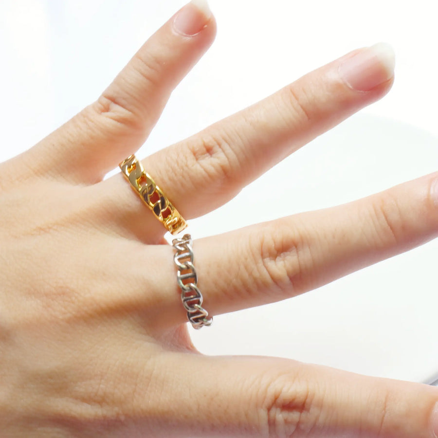 18K Gold Plated Index Finger Ring & S925 Silver Ring