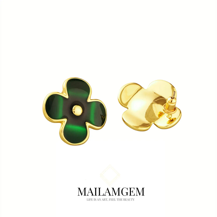 Clover enamel stud earrings - MAILAMGEM