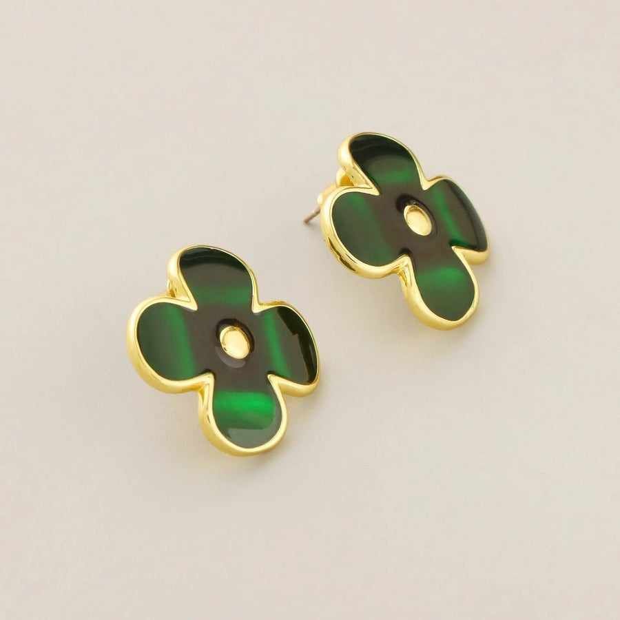 Clover enamel stud earrings