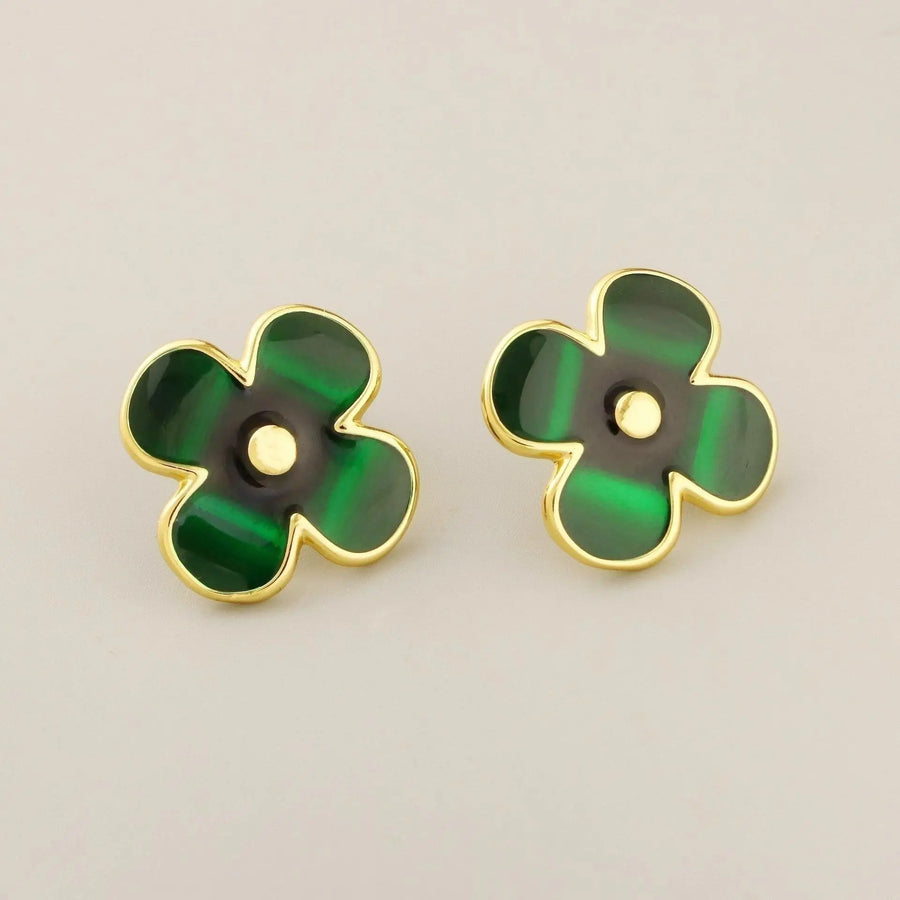 Clover enamel stud earrings