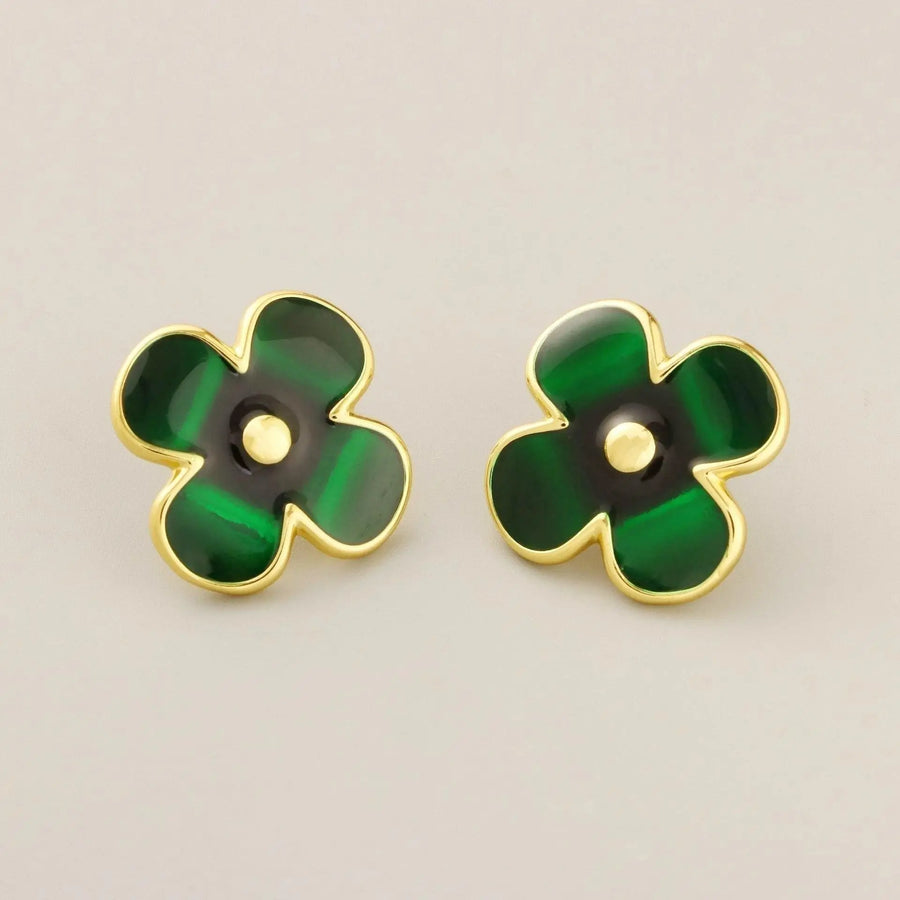 Clover enamel stud earrings