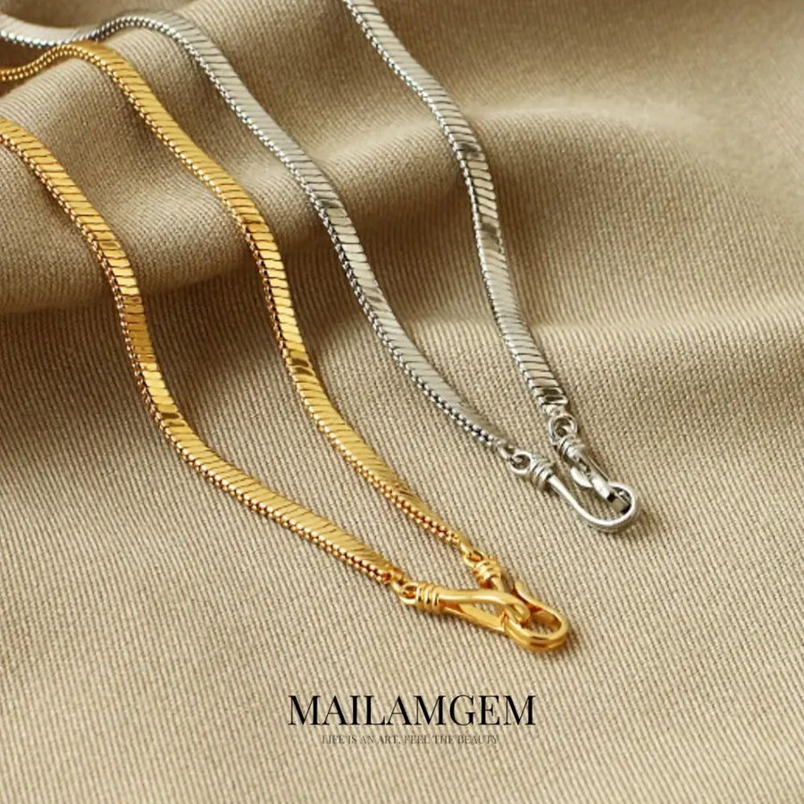 Flat Snake Chain Clavicle Necklace - MAILAMGEM