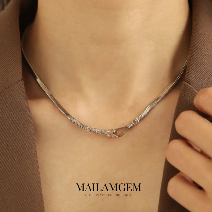 Flat Snake Chain Clavicle Necklace - MAILAMGEM