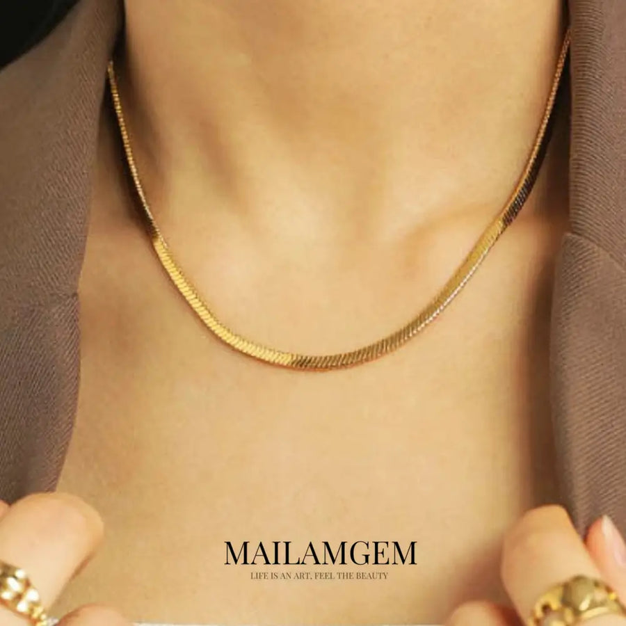 Flat Snake Chain Clavicle Necklace - MAILAMGEM