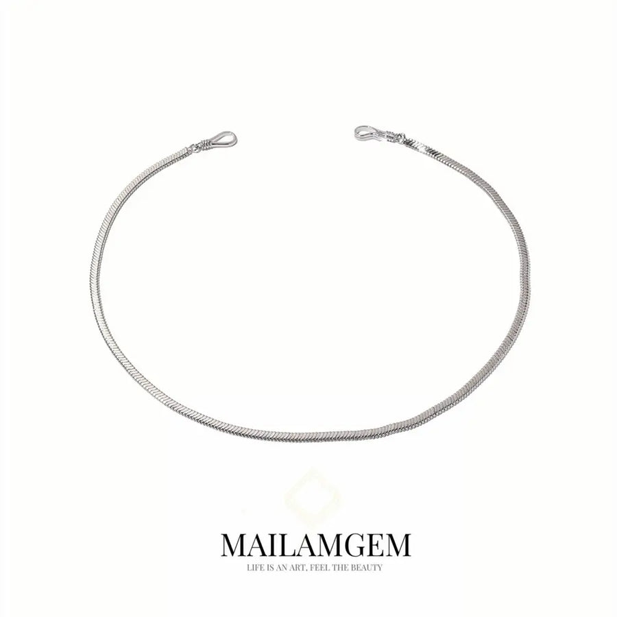 Flat Snake Chain Clavicle Necklace - MAILAMGEM