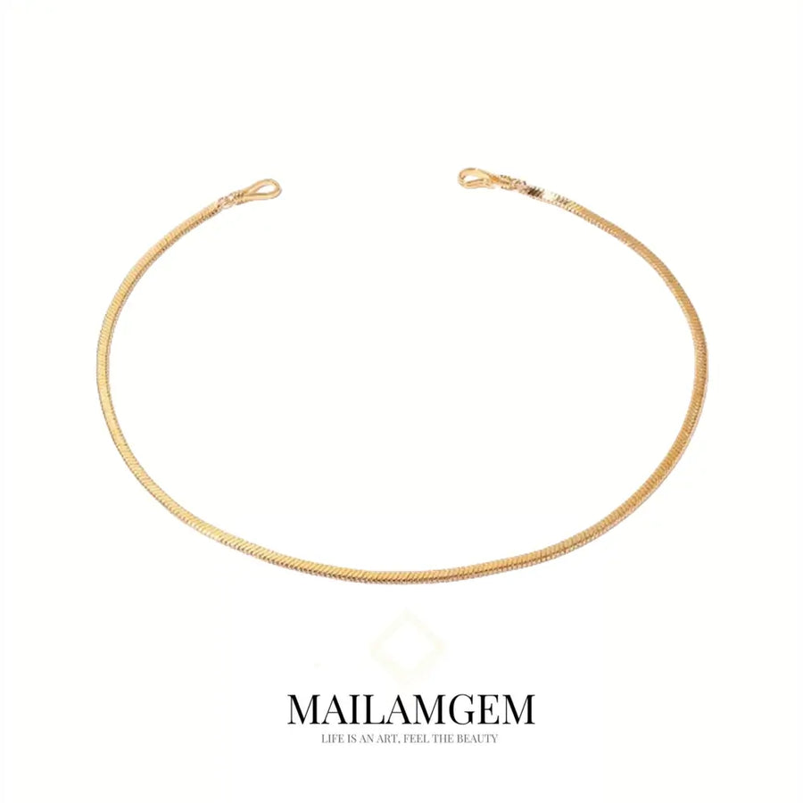 Flat Snake Chain Clavicle Necklace - MAILAMGEM