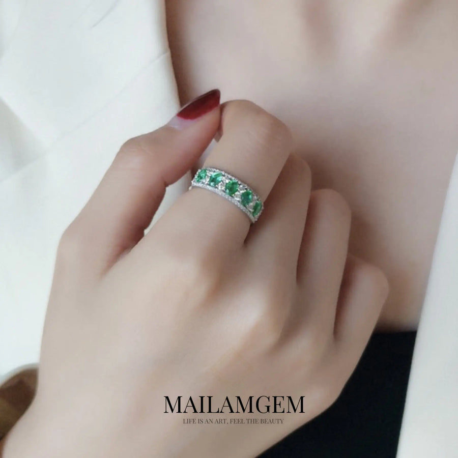 Green Diamond Sterling Silver Ring - MAILAMGEM