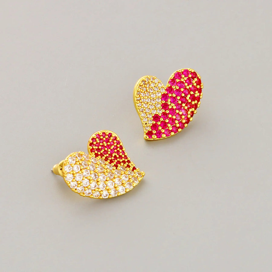 Heart Candy Red Color Stud  Earrings - MAILAMGEM