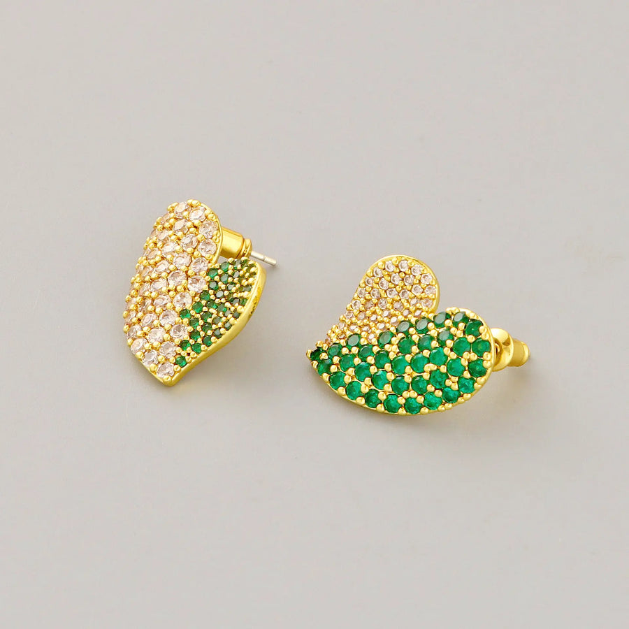 Heart Candy Green Color  Stud Color Earrings - MAILAMGEM