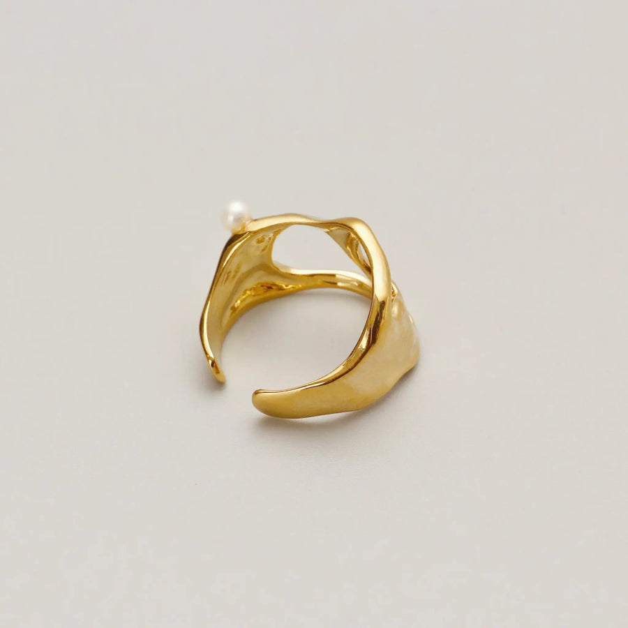 Golden Irregular Pearl Ring