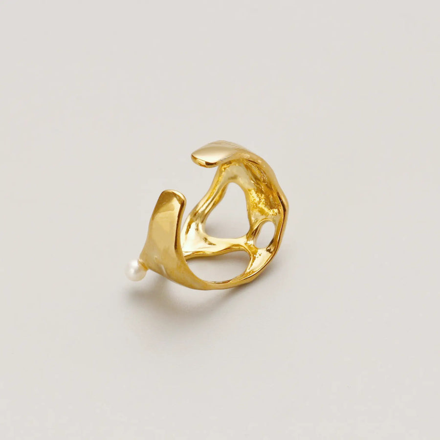 Golden Irregular Pearl Ring