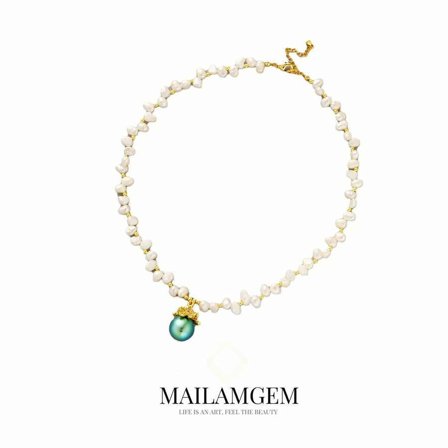 Ocean Green Pearl Necklace - MAILAMGEM