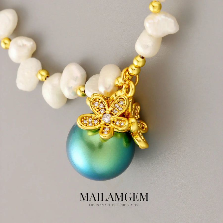 Ocean Green Pearl Necklace - MAILAMGEM