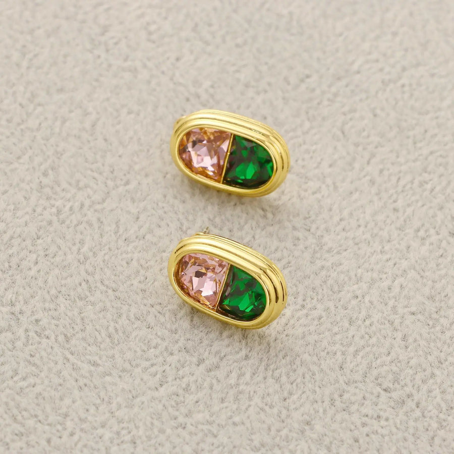 Oval gemstone earrings