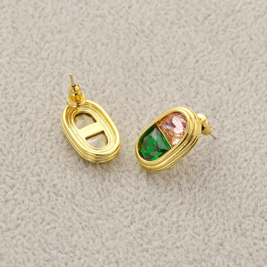 Oval gemstone earrings