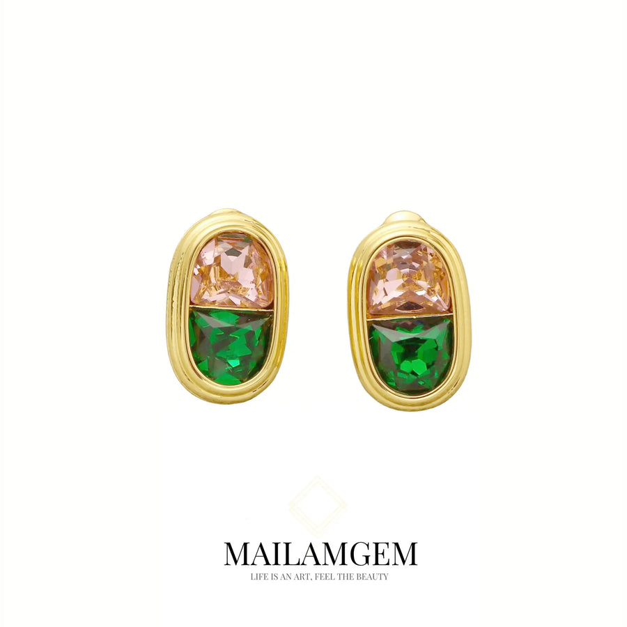 Oval gemstone earrings - MAILAMGEM