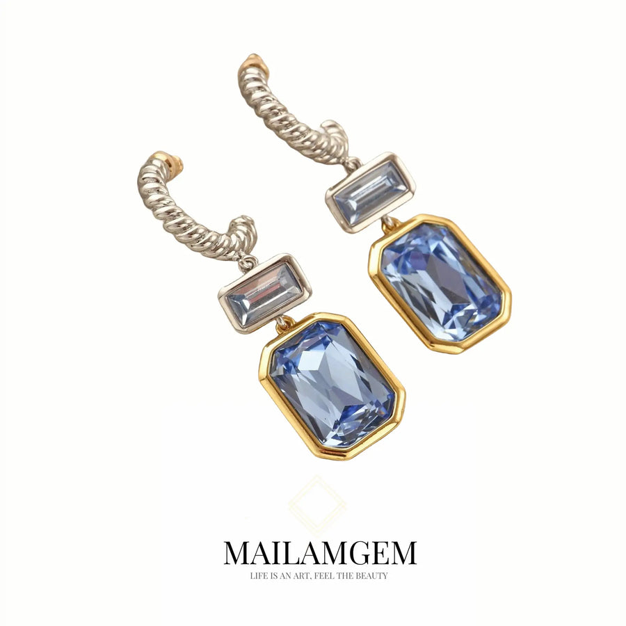 Klein Blue Gemstone Drop Earrings - MAILAMGEM