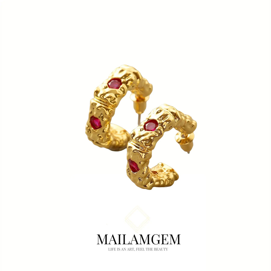 Ruby Gold Earrings - MAILAMGEM