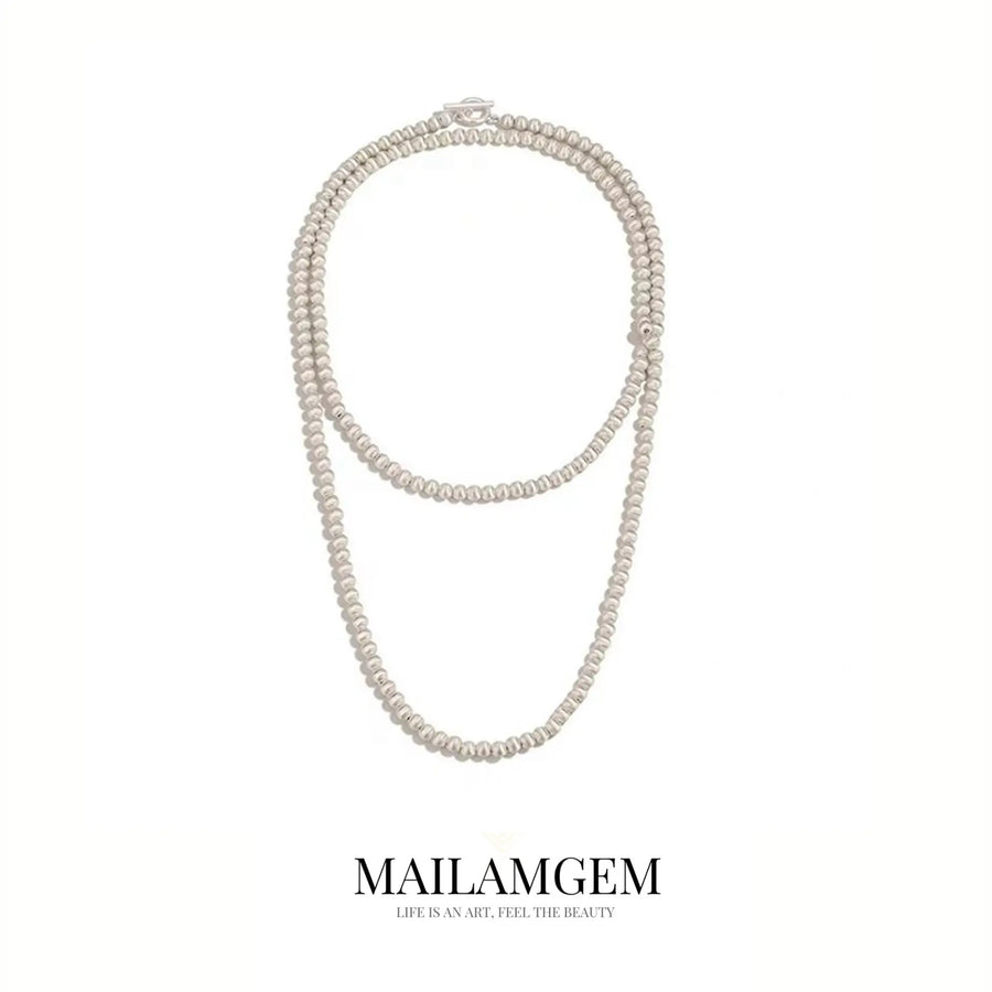 Silver Brushed Ball Necklace - MAILAMGEM