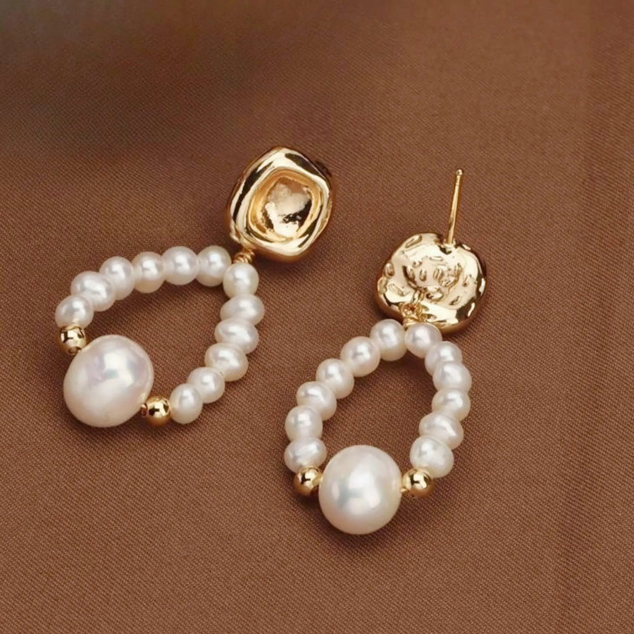 Square Buckle Baroque Edison Pearl Earrings