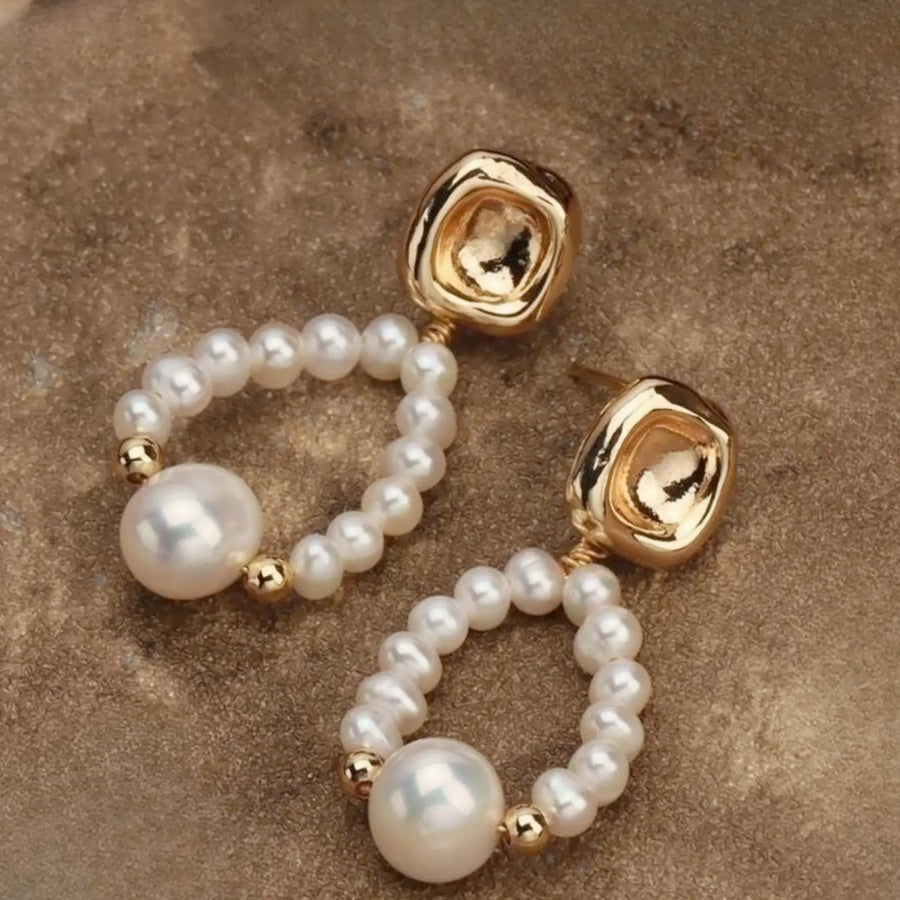 Square Buckle Baroque Edison Pearl Earrings