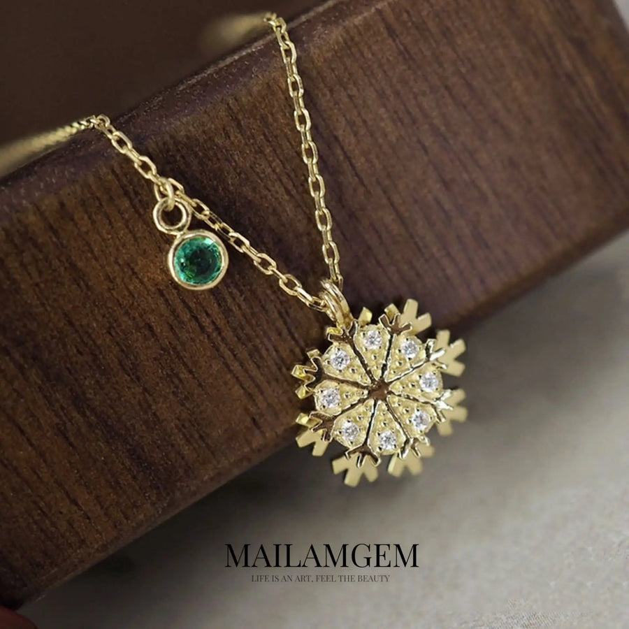 Sterling Silver Snowflake Necklace - MAILAMGEM