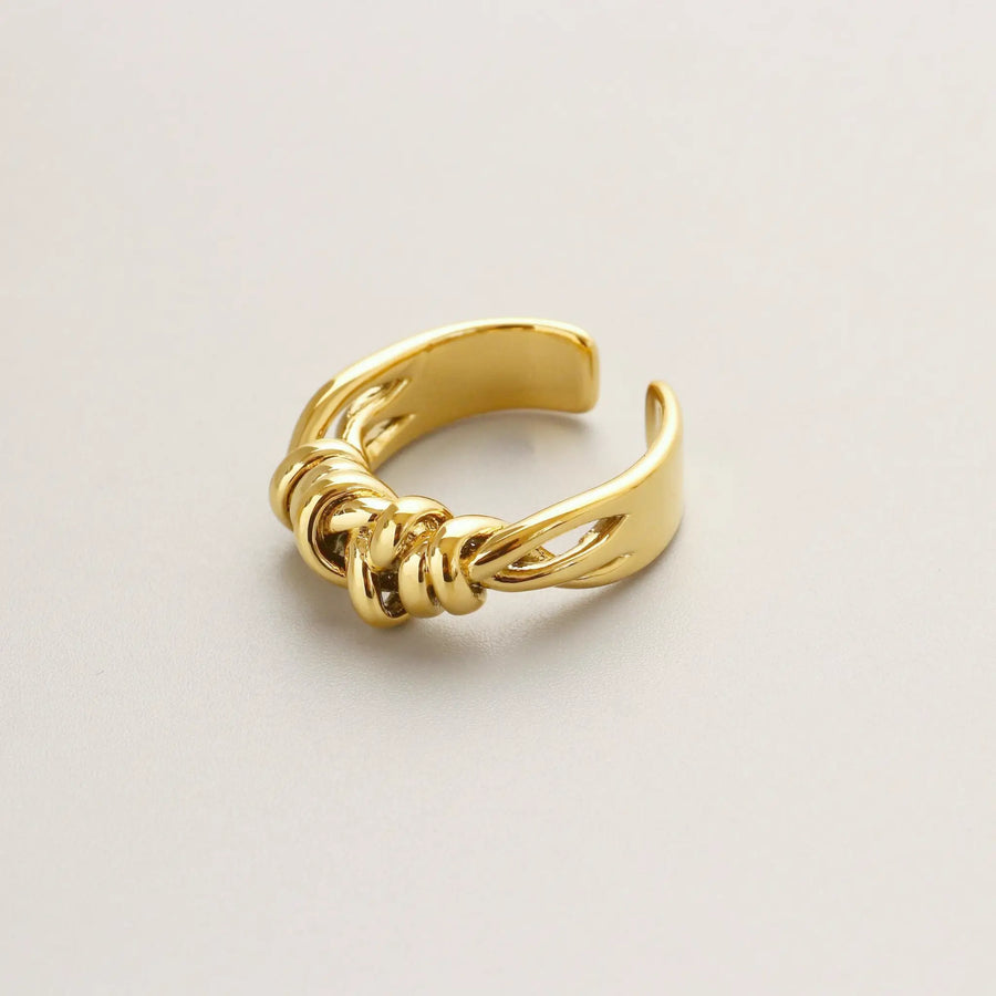 Golden Textured Cross Ring