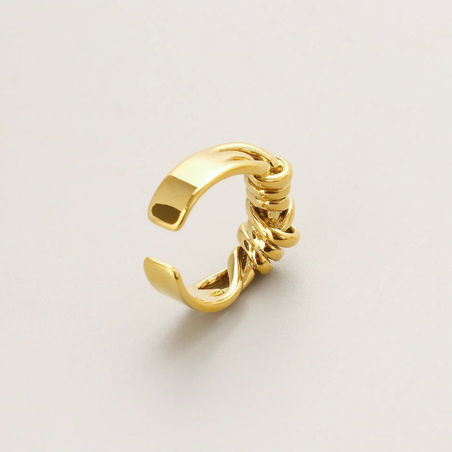 Golden Textured Cross Ring