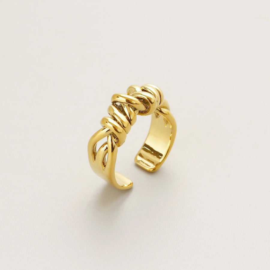 Golden Textured Cross Ring