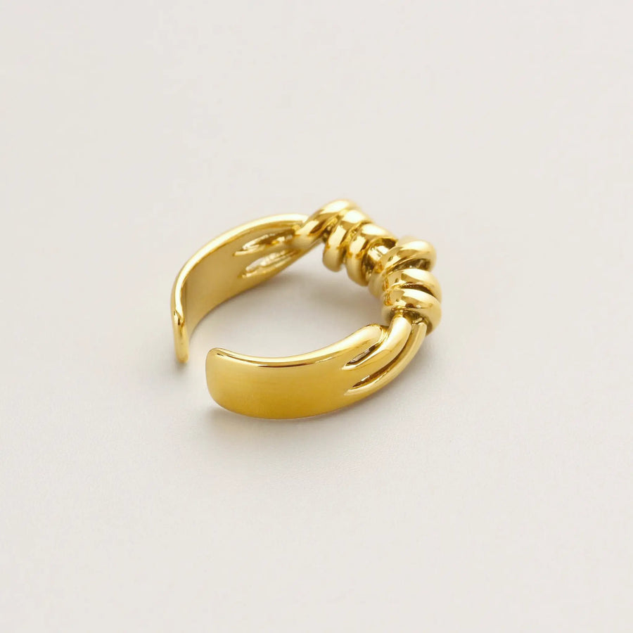 Golden Textured Cross Ring