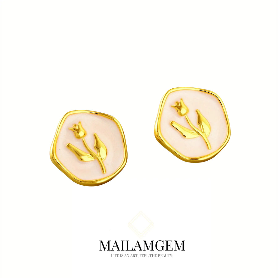 Tulip Vintage Stud Earrings -MAILAMGEM