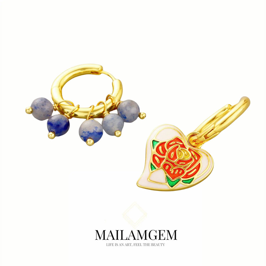 Vintage Asymmetrical Heart-shaped Earrings - MAILAMGEM