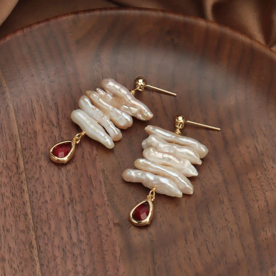 Vintage Baroque Pipa Bead Earrings