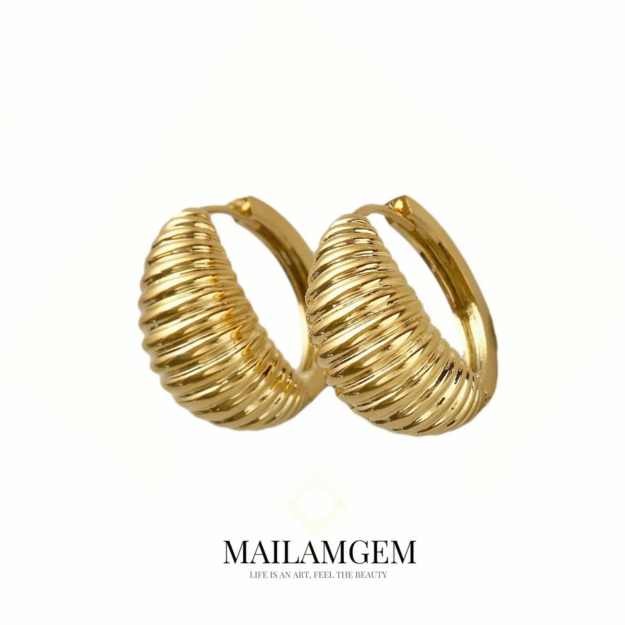 Vintage Spiral Hoop Earrings Gold - MAILAMGE