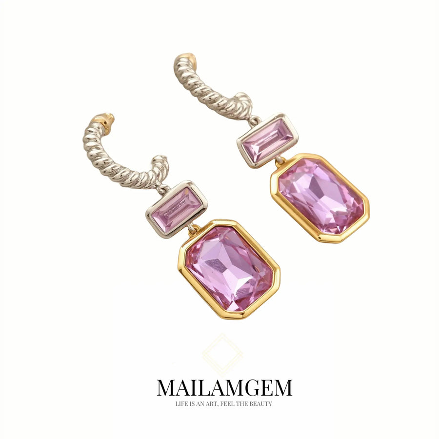 Violet Gemstone Drop Earrings - MAILAMGEM