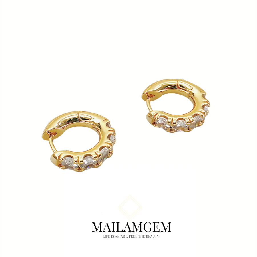 White  Gemstone Hoop Earrings - MAILAMGEM