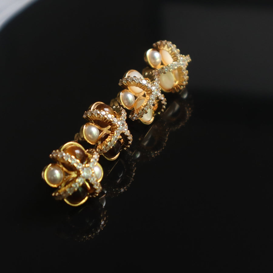 18K Gold Plated Earrings -- Brown Zircon - MAILAMGEM