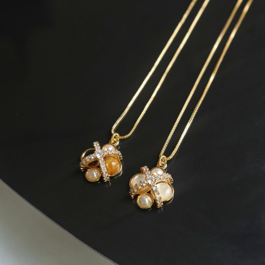 18K Gold Plated Necklace -- Brown Zircon - MAILAMGEM
