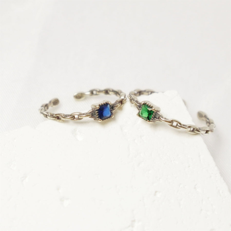 S925 Silver Zircon Ring -- Blue & Green - MAILAMGEM