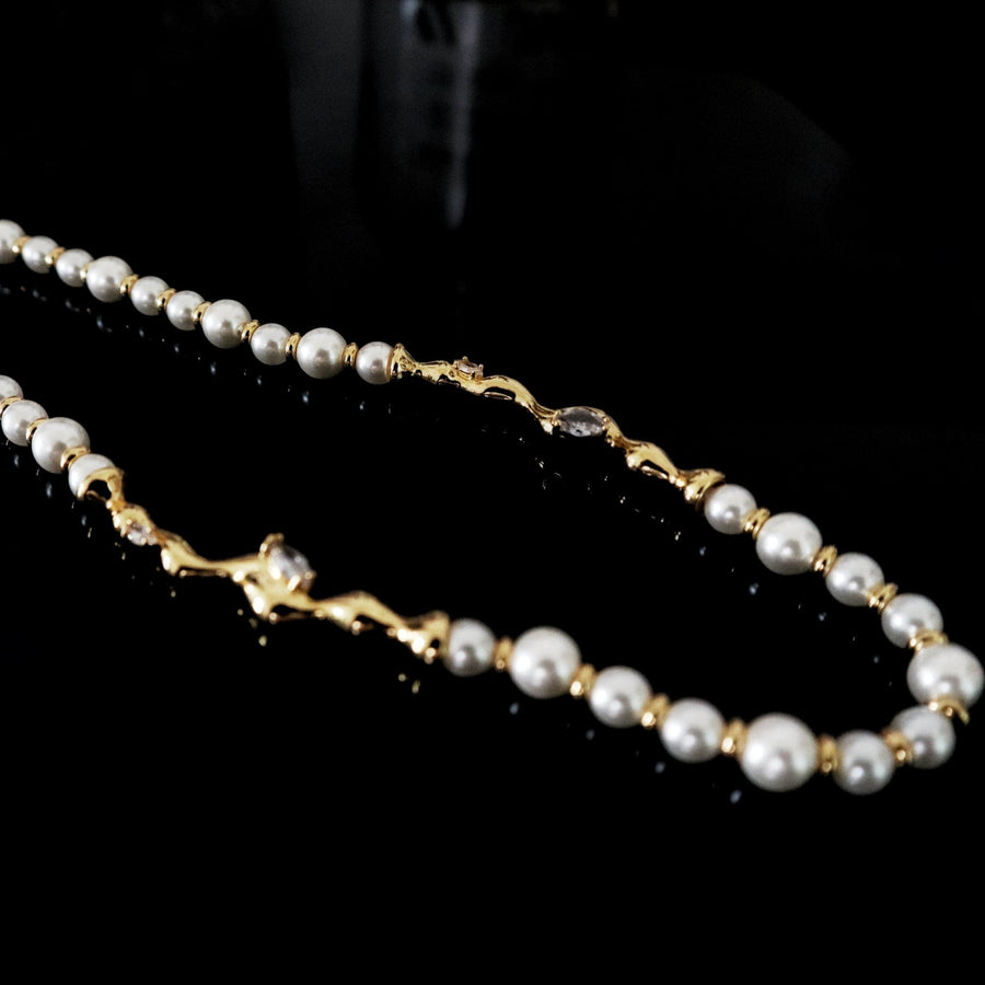 Zirconia Inlaid Pearl Necklace - MAILAMGEM