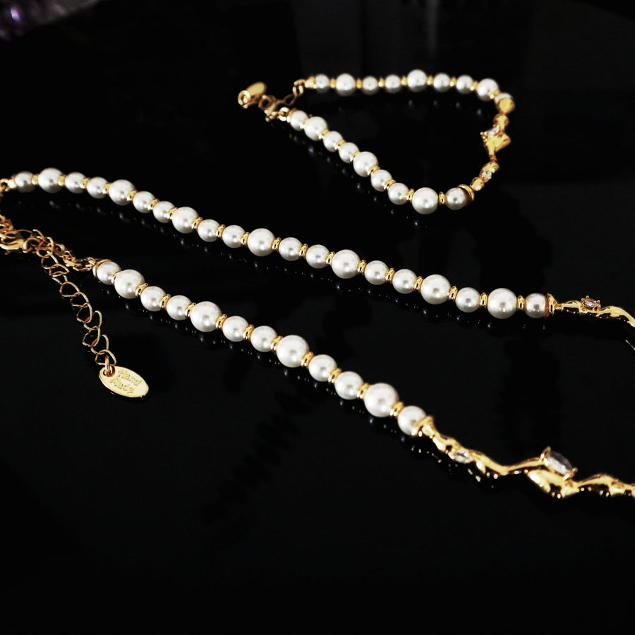 Zirconia Inlaid Pearl Necklace - MAILAMGEM